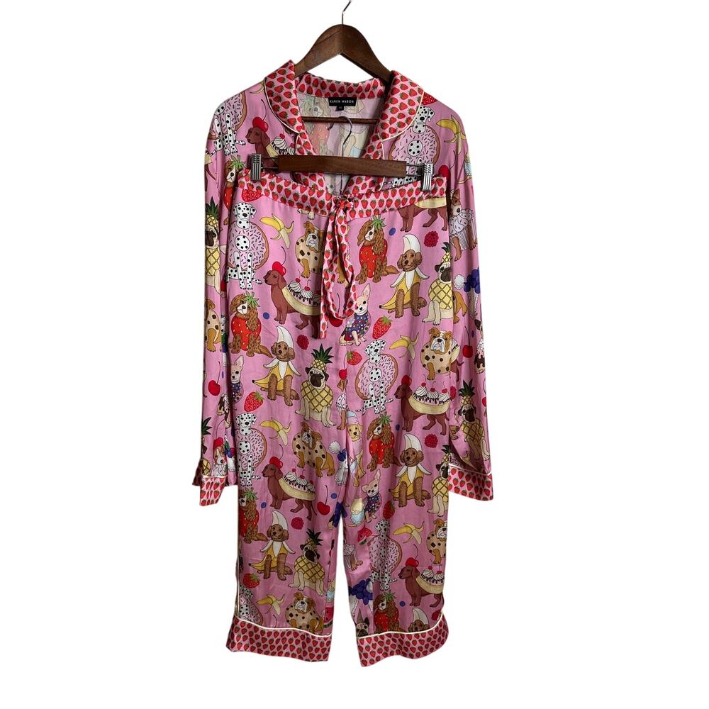 Karen Mabon Dog Desserts Long Sleeve Pajama Set Womans XL